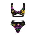 thumbnail image 4 of Daiia Mardi Gras with Flamingo Women's Bikini Set Two Piece Swimsuit High Waisted Bikini Adjustable Straps Bikini Perfect for Beach, Pool, and Summer Vacation-Small, 4 of 9