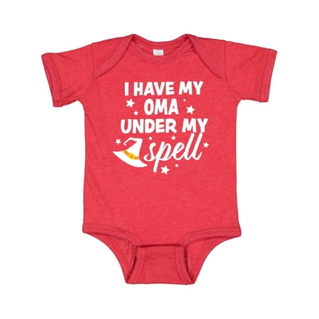 

Inktastic I Have My Oma Under My Spell with Cute Witch Hat Gift Baby Boy or Baby Girl Bodysuit