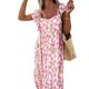 thumbnail image 2 of VISgogo Vestido largo de verano floral para mujer, manga con volantes, corte bajo, línea A, vestido de playa bohemio VISgogo  moda, 2 of 4