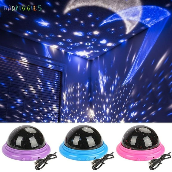 BadPiggies Star Moon Projector Lamp LED Starry Night Light USB Rechargeable Color Changing for Kids Bedroom Xmas Gift, Pink