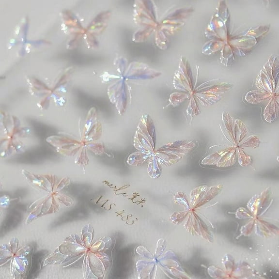 Misterolina Butterfly Nail Art Stickers Shell Light Butterfly/Butterfly Wings-Flowing Light'