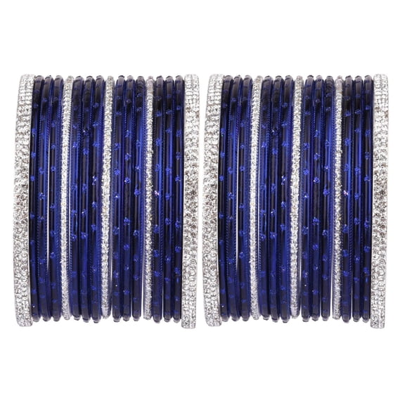 Efulgenz Indian Wedding Bridal Bangles for Women Metal Bangle Set Rhinestone CZ Crystal Bracelet Bangle Jewelry for Women (34 Pcs) Size 2.4