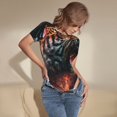 thumbnail image 3 of Rateoe Cool Tiger Printed Women Rash Guard Short Sleeve,Tummy control Swimsuit Surfing Swimsuit Bathing Suit Short-sleeved Onesie UPF 50+, 3 of 6