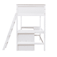 thumbnail image 6 of Tcbosik Loft Bed Twin Size, Bed Frame with Desk and Storage Shelves, Inclined Ladder and Safety Guardrail, Wood Slats Support, Easy Assembly, White, 6 of 10