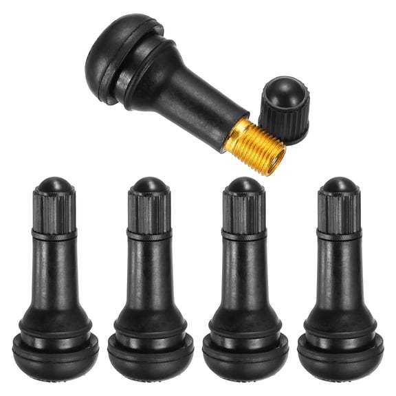 5Pcs 1.8 Inch TR413 Tire Valve Stem Metal Rubber Snap-in Valve Stems, Black