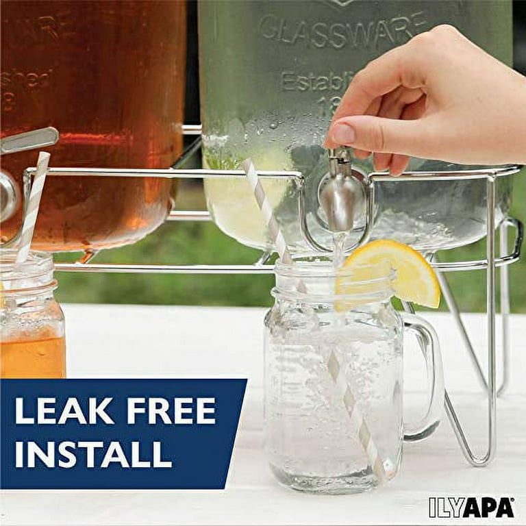 Crutello 2 Pack Glass Beverage Dispenser with Stainless Leak Free