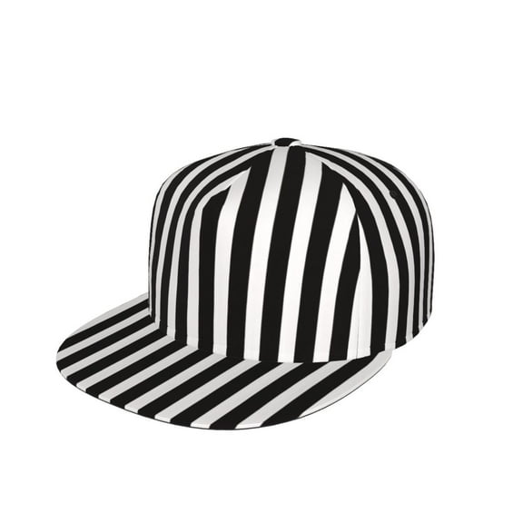 Unisex Snapback Hats Black And White Stripes Adjustable Flat Bill Baseball Cap Dancing Hip Hop Cap