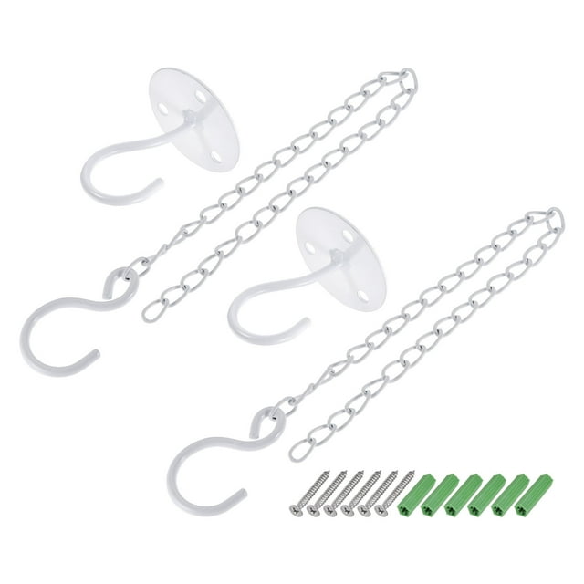 Unique Bargains S Shape Bracket 15cm Hanging Chain Extension Link Wall Mount Ceiling Hook White 2 Set