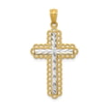 thumbnail image 1 of FB Jewels 14k Yellow Gold Rhodium Plated Diamond Cut Cross Pendant, 1 of 3