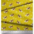 thumbnail image 2 of Soimoi Yellow Rayon Fabric Bird,Paw & Cocker Spaniel Dog Print Sewing Fabric Yard 42 Inch Wide, 2 of 3