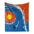 thumbnail image 1 of Ride the Wave Soft Flannel Fleece Throw Blanket, Man Surfing in Giant Ocean Waves Retro Sports Poster Print, Cozy Plush for Indoor and Outdoor Use, 60" x 80", Violet Blue Scarlet, by Ambesonne, 1 of 6