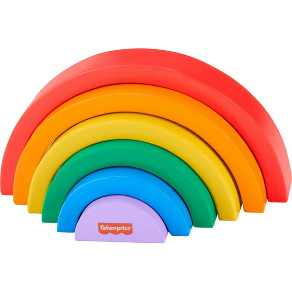 Fisher-Price Wooden Stacking and Nesting Rainbow Building Toy for Toddlers, 6 Wood Pieces, 18 months