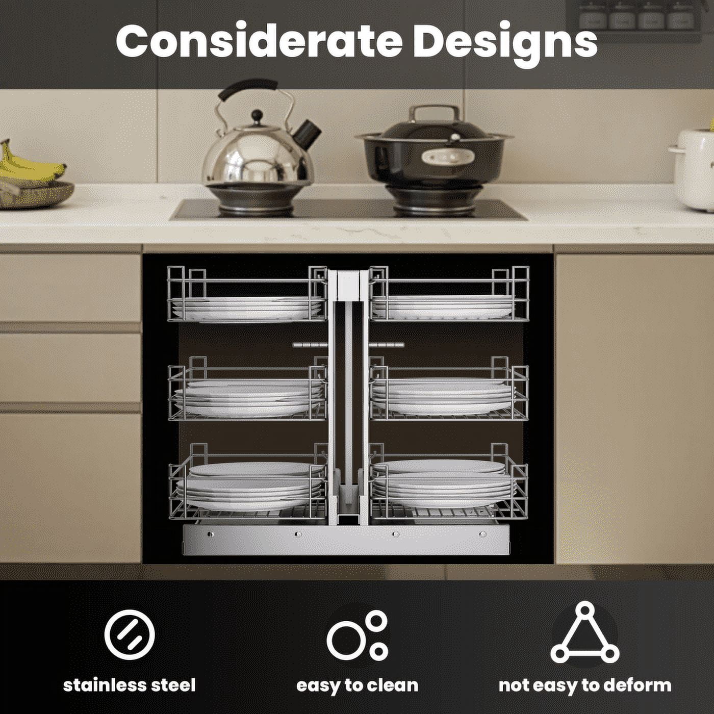 Under Sink Organizer, 108 lb Load Capacity, Left/Right Opening, Steel Shelf Organizer, for Kitchen, Garage​