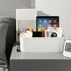 thumbnail image 4 of Cesta de almacenamiento de plástico blanco para mesita de noche con ganchos | Organizador bajo la cama para dormitorios y universidades | Cesta de 33 x 11,4 x 12 cm para libros, teléfono y artículos, 4 of 6