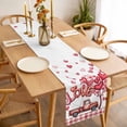 thumbnail image 3 of Valentine's Day Table Runner - 108 Inch Long, Kitchen Dining Table Runner Dresser Scarves, Red Love Balloons Trees Truck Pink Plaid Farmhouse Decor for Coffee Tables Wedding Party Banquet, 3 of 8