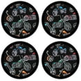 thumbnail image 2 of Silicone Non-Slip Drink Coasters with Removable Printed Absorbent Felt Pad - Set of 4 - Choppers & Skulls - Black - Image by Dan Morris, 2 of 3
