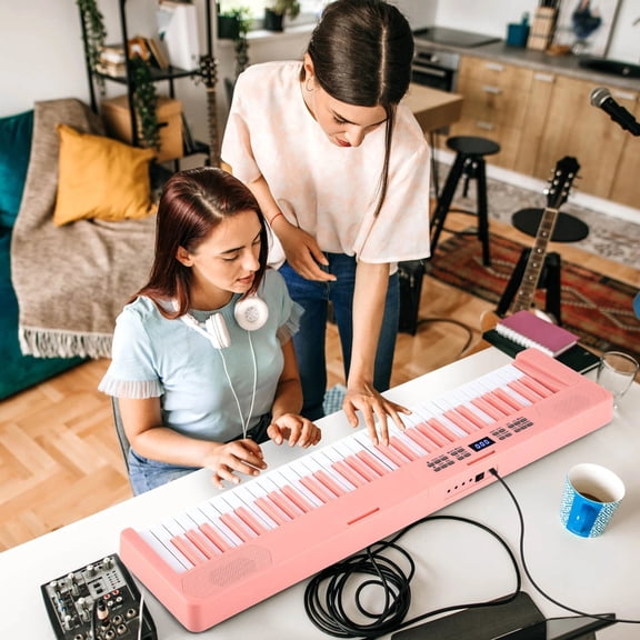 DRAZUNO 61-Key Foldable Piano Keyboard w/MIDI Split Function Headphone Sustain Pedal