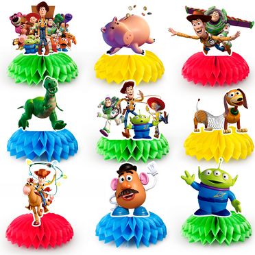 Toy Story Centerpieces for Tables, 9pc 3D Double Side Toy Storys Honeycomb Centerpieces for Toy Story Themed Party Decorations,Toy Story Table Decorations or Toy Story Baby Shower Centerpieces