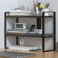 thumbnail image 5 of Double-Tier Desktop Storage Shelf | Wooden Student Desk Organizer | Office Computer Desk Tiered Cabinet | Multicolor & Black | 36x30x20cm, 5 of 6
