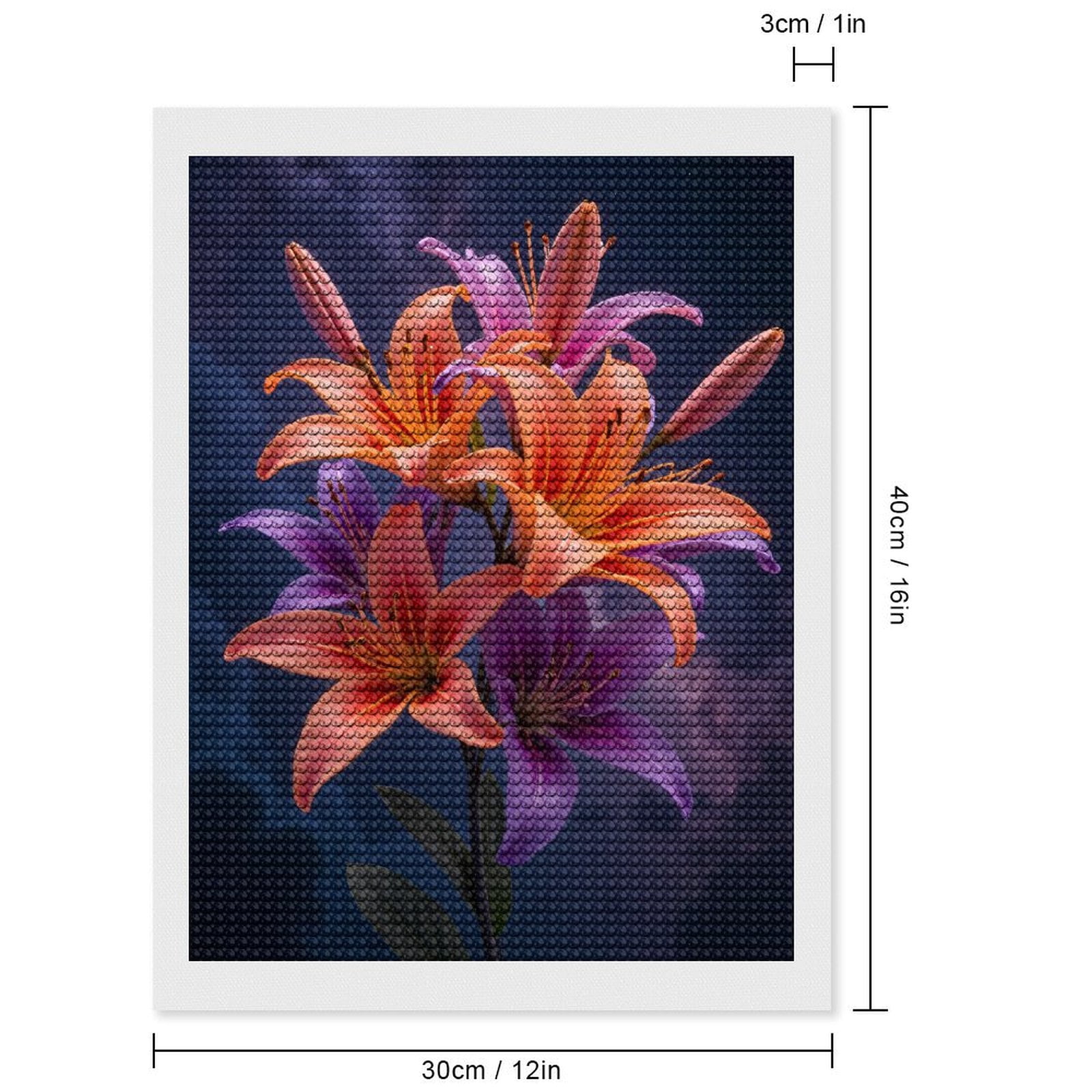 Diamond Art Kits for Adults, Vibrant Lillies Under Starry Sky 5D Diamond Painting Kits for Adults Beginners, DIY Full Drill Diamond Painting, Gem Art and Crafts 12x16
