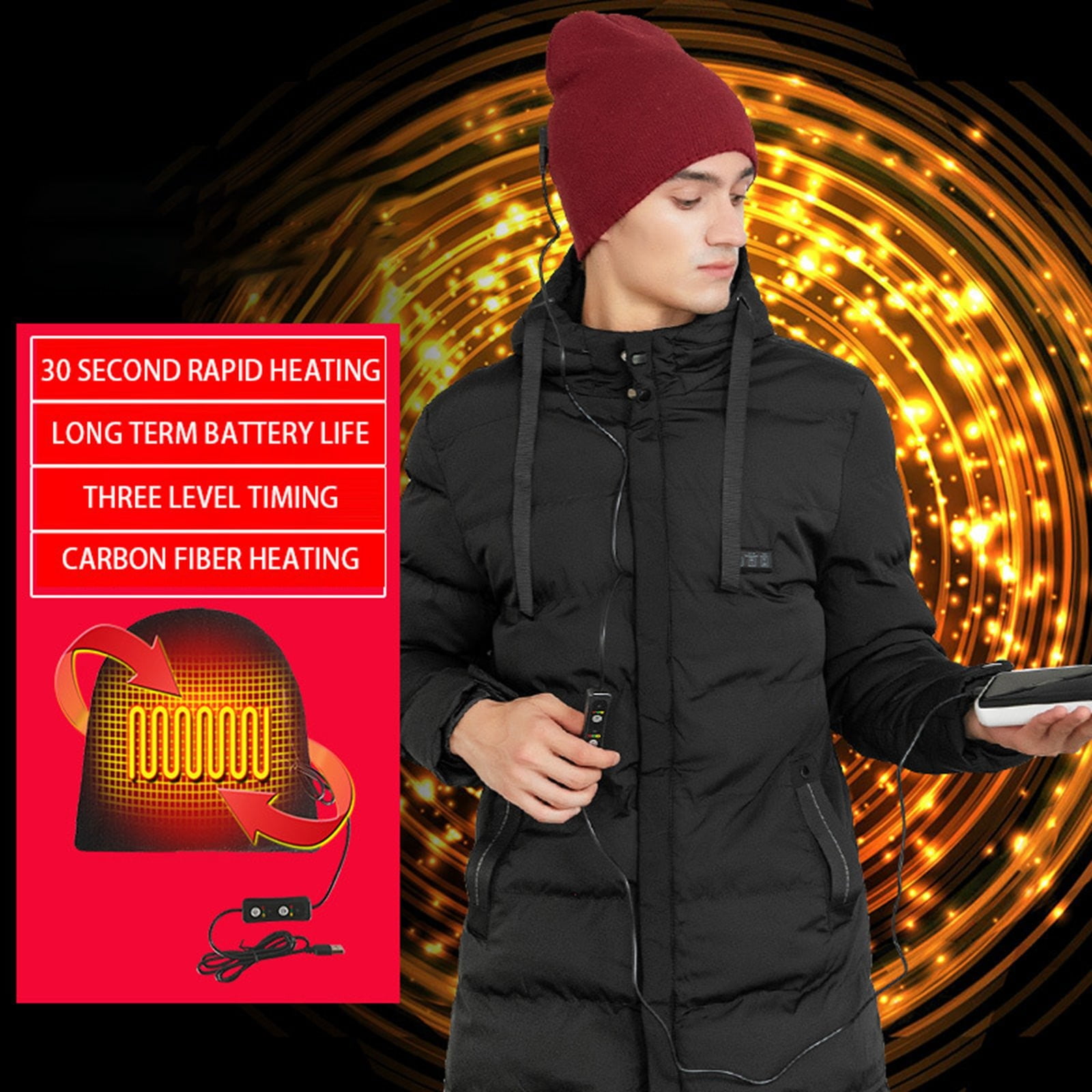 USB Electric Heated Winter Beanie Cap - Soft Lined Knitted Hat Warmer for Men, Women, Skiing, Fishing & Motorcycle Riding (No Power Included)