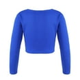 thumbnail image 2 of iixpin Kids Girls Dance Wrap Top Long Sleeve Ballet Dance Crop Top Velvet Inner Sweater Shrug Boleros Cardigan Royal Blue 15-16, 2 of 7