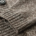 thumbnail image 5 of JUUYY Men's Cardigan Sweater Casual Double Breasted Shawl Collar Striped Cable Knit Jacket Coat Solid Color Outwear Coffee L, 5 of 8