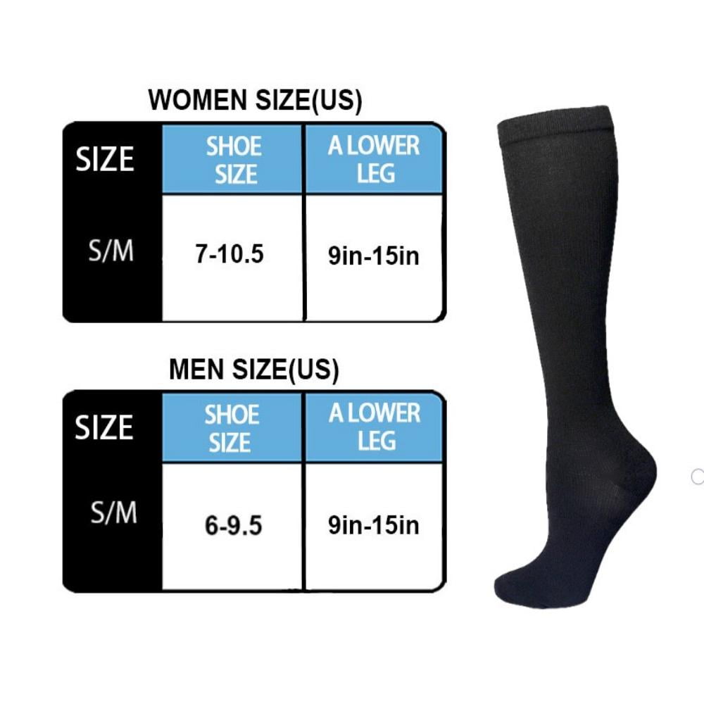 Silensys 3 Pairs Compression knee Socks for Women & Men for Outdoor Cycling and Running Recovery Socks, Black