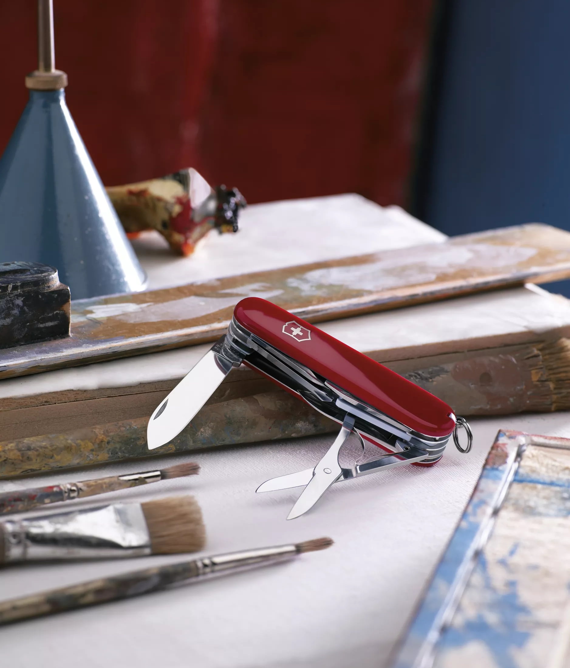Victorinox Explorer 16 Function Swiss Army Knife with Blade, Bottle Opener and Magnifying Glass-Red