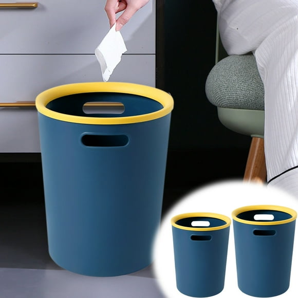 Ganfancp Large Capacity Stylish Blue Plastic Kitchen & Bathroom Trash Bin or Basket - Round Design, Strong Load-Bearing, Multi-Room Use, Lidless, Easy-to-Clean, and Wide Application for Dormitory,