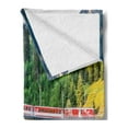 thumbnail image 2 of Train Track Soft Flannel Fleece Throw Blanket, Architecture Photo of Switzerland Railway Through Wild Nature Forest, Cozy Plush for Indoor and Outdoor Use, 50" x 60", Multicolor, by Ambesonne, 2 of 5