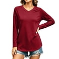thumbnail image 5 of Josdec Solid V‑Neck T‑Shirt for Women Raglan Long Sleeve Curved Hem Soft Knit Casual Basic Base Tops S‑2XL, 5 of 7