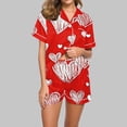 thumbnail image 2 of SwiftWear Fashion-Forward Summer Pajama Set Soft Stretch Womens Short Sleeve Button up Top & Shorts with Heart Print, Anniversary Valentines Day Gifts for Her, 2 of 5