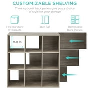 Best Choice Products 9-Cube Bookshelf, 11in Display Storage Organizer w/ 3 Removable Back Panels - Greige