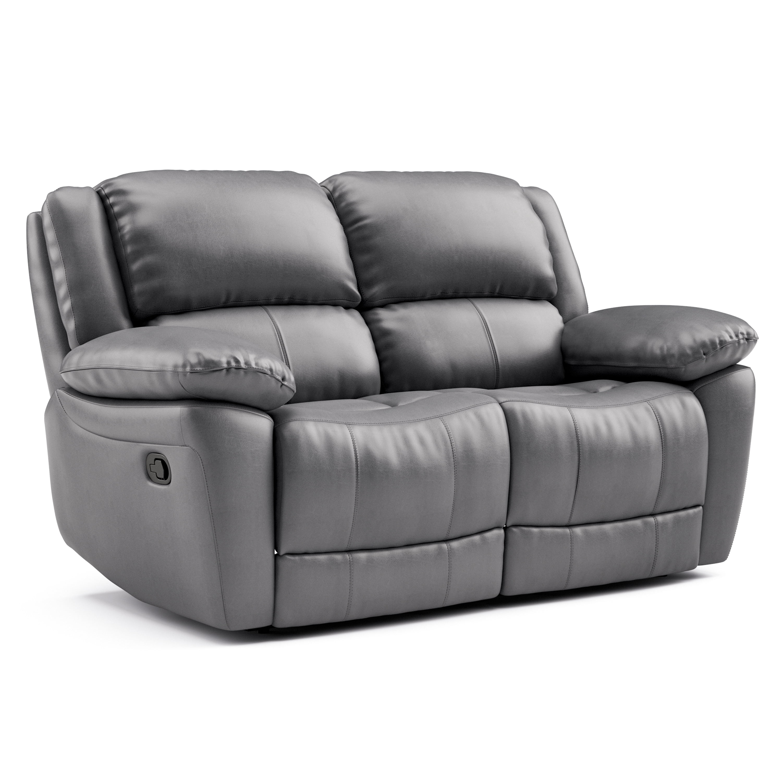 Furniture of America Torrel 3-Piece Modern Leather Match Manual Reclining Sofa Set, Dark Gray