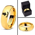 thumbnail image 4 of Tungsten Internet Download Symbol Icon Band Ring 7mm Men Women Comfort Fit 18k Yellow Gold Dome Polished, 4 of 4