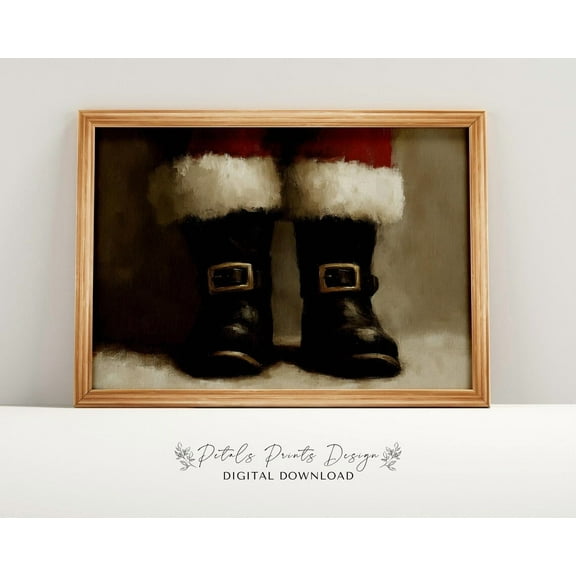 Vintage Santa Boots, Rustic Winter Art Print Home Decor UNFRAMED Poster, Wall Art for Decor, Present, 8x12
