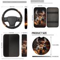 thumbnail image 5 of Uorisanigo American Flag Deer Front and Back Seat Covers with Seatbelt Shoulder Pad Center Console Cover Steering Wheel Wrap Headrest & Gear Shift & Handbrake Covers Coasters Keychain,18 Pieces, 5 of 7