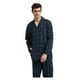 thumbnail image 3 of GLOBAL Conjunto de Pijama de Tejido Liso de Manga Larga para Hombre, Ropa de Dormir de Algodón, Ropa de Dormir Cómoda, Cuadros Azul Marino y Negro XL, 3 of 6