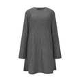 thumbnail image 4 of gakvbuo Knit Sweater Dress For Women Long Sleeve Ribbed Knit Midi Dress A-Line Dress Crew Neck Knee Length Fall Tunic Dress With Pockets, 4 of 9
