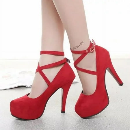 VECPIO 12CM High Heels Women 2024 New Round Toe Platform Womens Pumps Buckle Strap Sexy Stiletto High Women Shoes Zapatos De Mujer