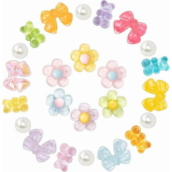 Cute Shoes Charms for Girls and Women - Beach Cute Cartoon Shoe Charms with Flower & Gummy Bear Designs, Perfect for Party, Birthday Gift and Daily Wear