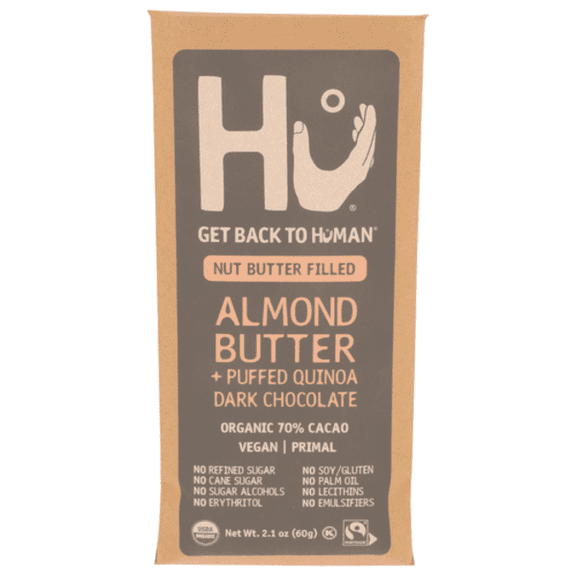 Hu Organic Almond Butter   Puffed Quinoa Dark Chocolate Bar 2.1 oz - Pack of 2
