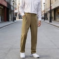 thumbnail image 1 of Pantalon Habillé Classique de Tous les Jours en T avec Jambe Droite, devant Plat, pour Hommes, Coupe Ajustée Intelligente, Extensible Confortable, Convient au Quotidien, Décontracté, Affaires, 1 of 7