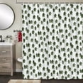 thumbnail image 2 of Winter Shower Curtain Green Christmas Tree Winter Snow Forest Bathroom Decor Teal Green Pine Tree Bath Curtain Winter Nature Scene Xmas Holiday Hooks Included 72X72IN, 2 of 6