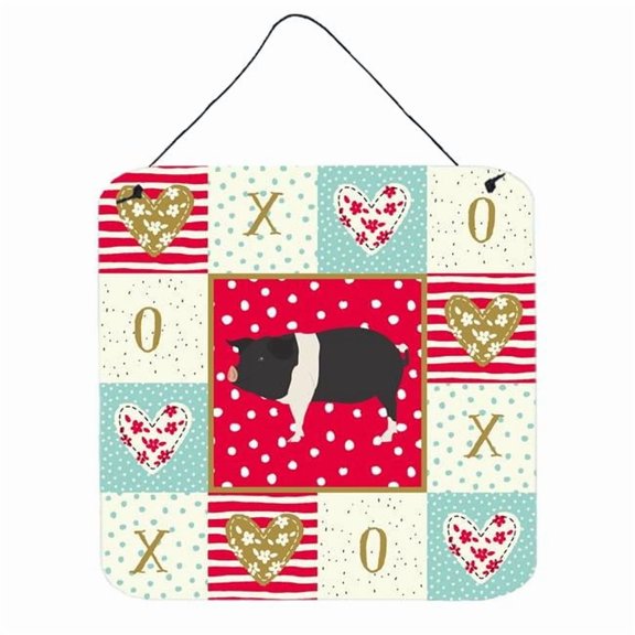 Caroline's Treasures CK5366DS66 Hampshire Pig Love Wall or Door Hanging Prints, Red, 6x6, multicolor