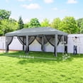 thumbnail image 3 of Outsunny 10'x20' Pop Up Canopy Tent with 6 Removable Mesh Sidewalls Grey, 3 of 10