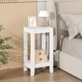 thumbnail image 2 of Giantex Tall Nightstand, 2-Tier End Table w/Wooden Legs, Sofa Bedside Table for Small Spaces, White, 2 of 5