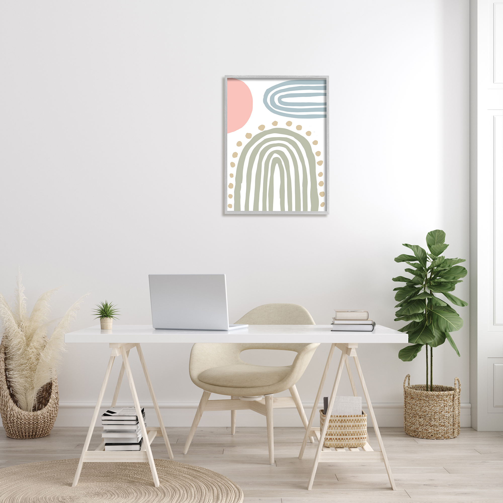 Stupell Indtries Abstract Rainbow Sky Pink Sun Polka Dots,24 x 30,Design by Elizabeth Medley