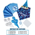 thumbnail image 3 of Bandana de cumpleaños para perro, sombrero de cumpleaños para perro, bufandas, globo de bandera con lindos suministros para fiesta de cumpleaños para perrito (juego de 11 piezas) (azul), 3 of 5